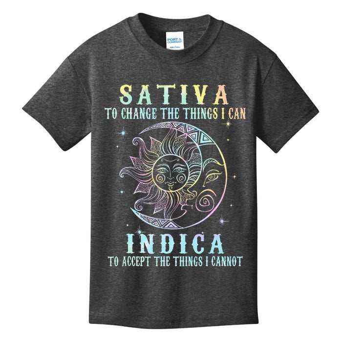 Sativa To Change The Things I Can Indica Cannabis W Tie Dye Kids T-Shirt