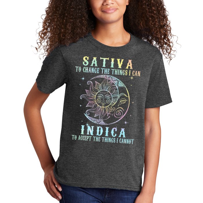 Sativa To Change The Things I Can Indica Cannabis W Tie Dye Kids T-Shirt