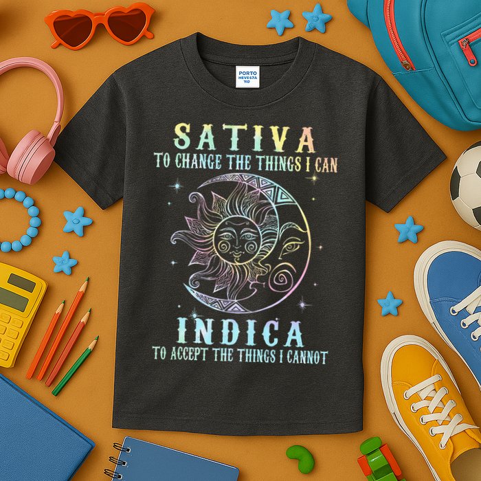 Sativa To Change The Things I Can Indica Cannabis W Tie Dye Kids T-Shirt
