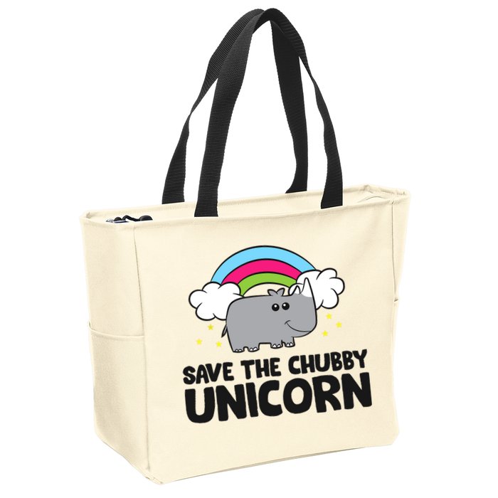 Save The Chubby Unicorn Love Rhinos Zip Tote Bag