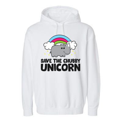 Save The Chubby Unicorn Love Rhinos Garment-Dyed Fleece Hoodie