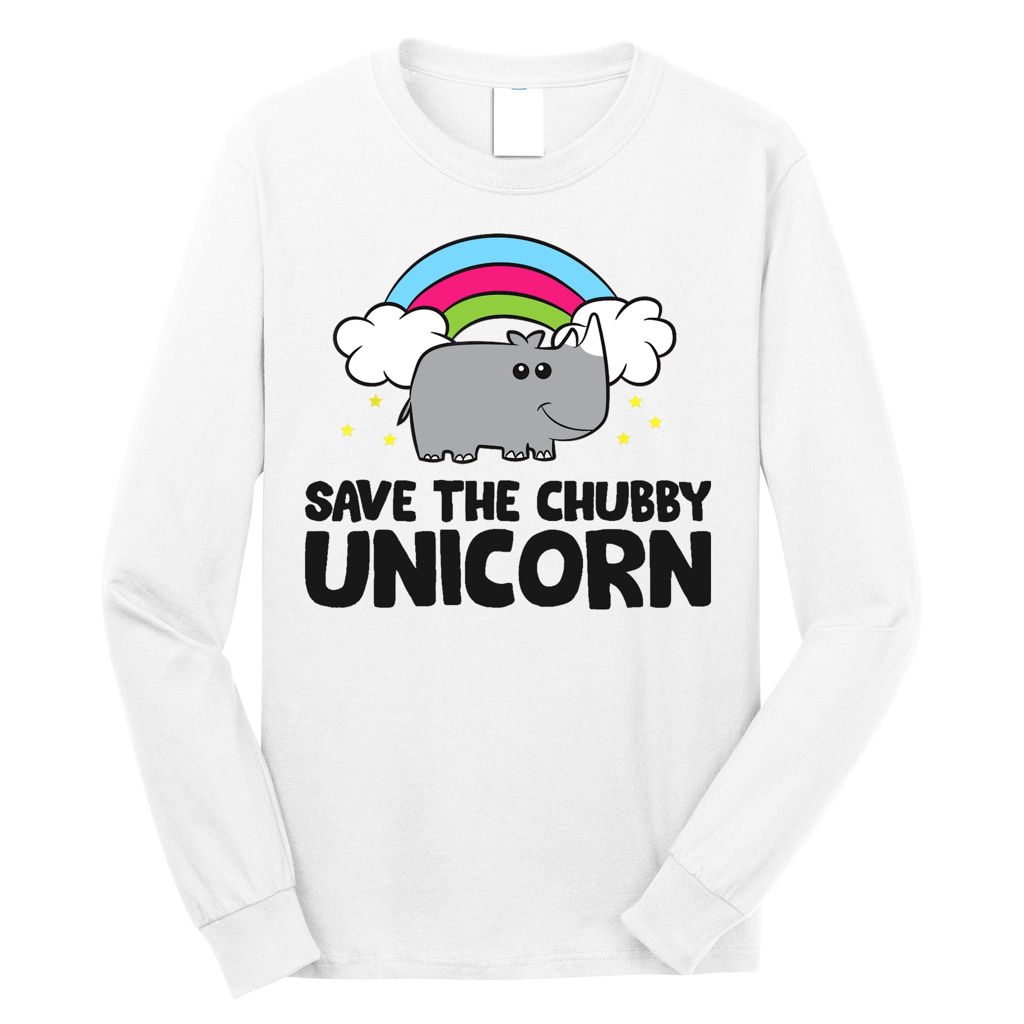 Save The Chubby Unicorn Love Rhinos Long Sleeve Shirt