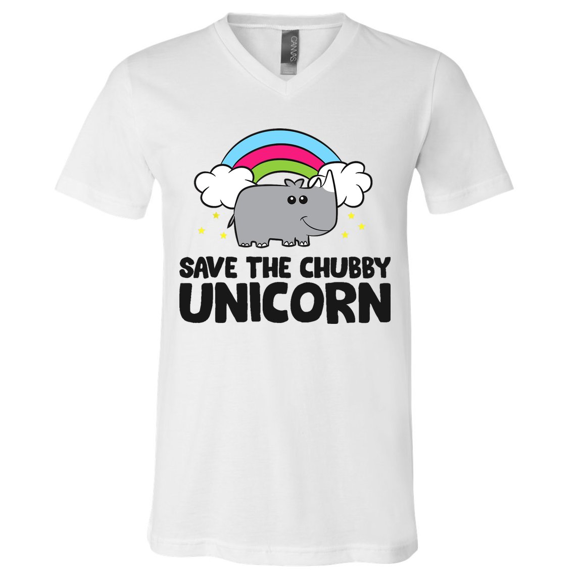Save The Chubby Unicorn Love Rhinos V-Neck T-Shirt