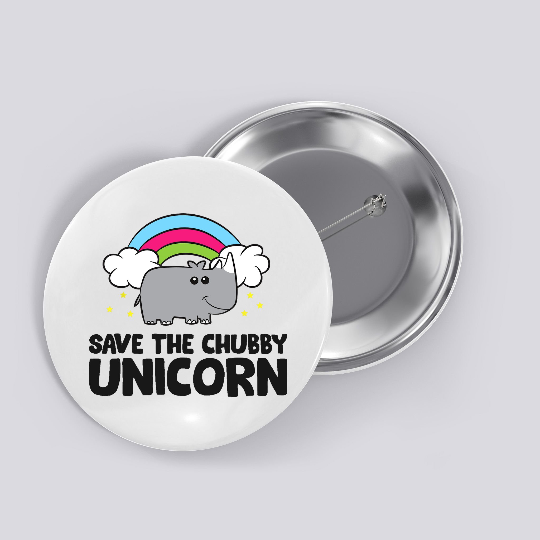 Save The Chubby Unicorn Love Rhinos Button
