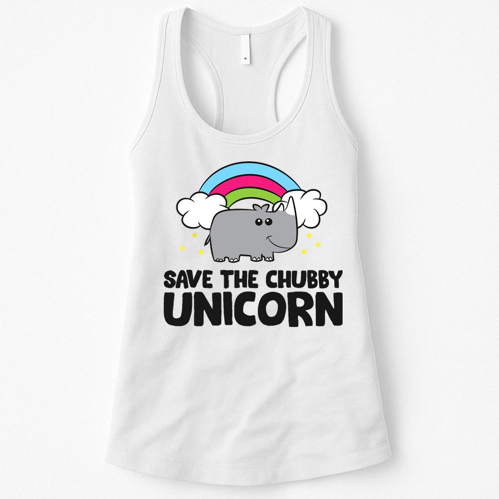 Save The Chubby Unicorn Love Rhinos Womens Tank Top