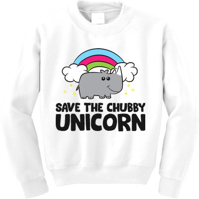 Save The Chubby Unicorn Love Rhinos Kids Sweatshirt