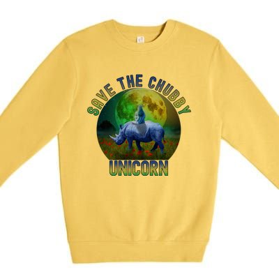 Save The Chubby Unicorn Funny Rhino Chubby Unicorns Gift Premium Crewneck Sweatshirt