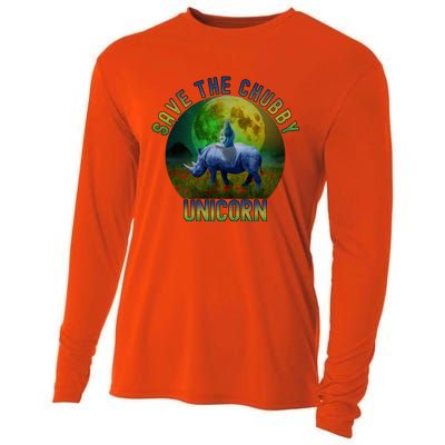 Save The Chubby Unicorn Funny Rhino Chubby Unicorns Gift Cooling Performance Long Sleeve Crew