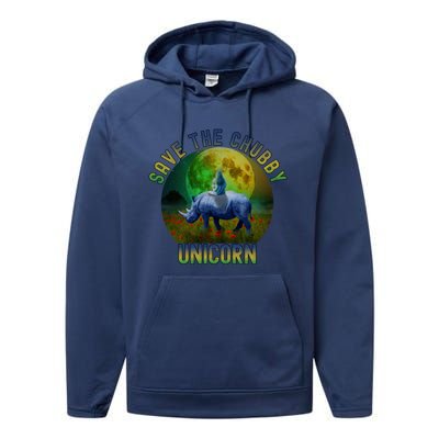 Save The Chubby Unicorn Funny Rhino Chubby Unicorns Gift Performance Fleece Hoodie