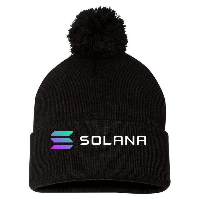 Solana Token, Crypto, DeFi, Crypto Exchange, Solana Crypto Pom Pom 12in Knit Beanie