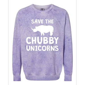 Save The Chubby Unicorns Rhino Gift Funny Rhino Lover Gift Colorblast Crewneck Sweatshirt