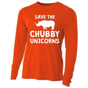 Save The Chubby Unicorns Rhino Gift Funny Rhino Lover Gift Cooling Performance Long Sleeve Crew