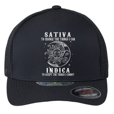 Sativa To Change The Things I Can Indica Cannabis Weed Flexfit Unipanel Trucker Cap