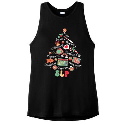 Speech Therapy Christmas Tree Merry Xmas Slp Therapist Funny Ladies PosiCharge Tri-Blend Wicking Tank