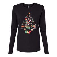 Speech Therapy Christmas Tree Merry Xmas Slp Therapist Funny Womens Cotton Relaxed Long Sleeve T-Shirt