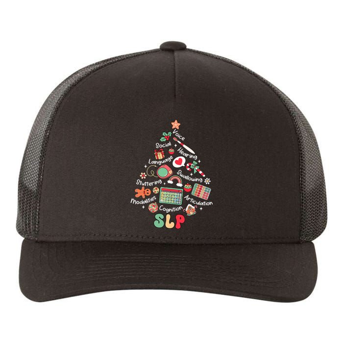 Speech Therapy Christmas Tree Merry Xmas Slp Therapist Funny Yupoong Adult 5-Panel Trucker Hat