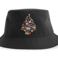 Speech Therapy Christmas Tree Merry Xmas Slp Therapist Funny Sustainable Bucket Hat