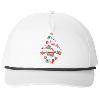 Speech Therapy Christmas Tree Merry Xmas Slp Therapist Funny Snapback Five-Panel Rope Hat