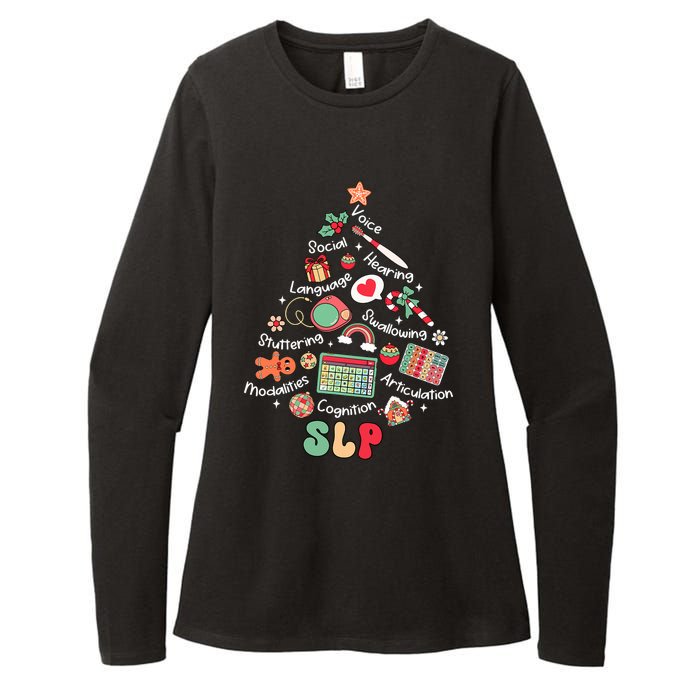 Speech Therapy Christmas Tree Merry Xmas Slp Therapist Funny Womens CVC Long Sleeve Shirt