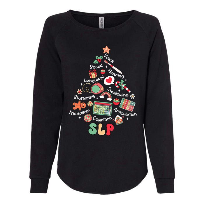 Speech Therapy Christmas Tree Merry Xmas Slp Therapist Funny Womens California Wash Sweatshirt