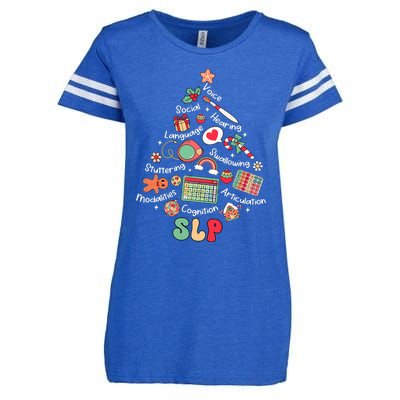 Speech Therapy Christmas Tree Merry Xmas Slp Therapist Funny Enza Ladies Jersey Football T-Shirt