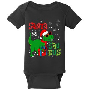 Santa TRex Christmas Dinosaur Tree Rex Family Pajama Baby Bodysuit