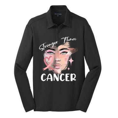 Stronger Than Cancer Girl Silk Touch Performance Long Sleeve Polo