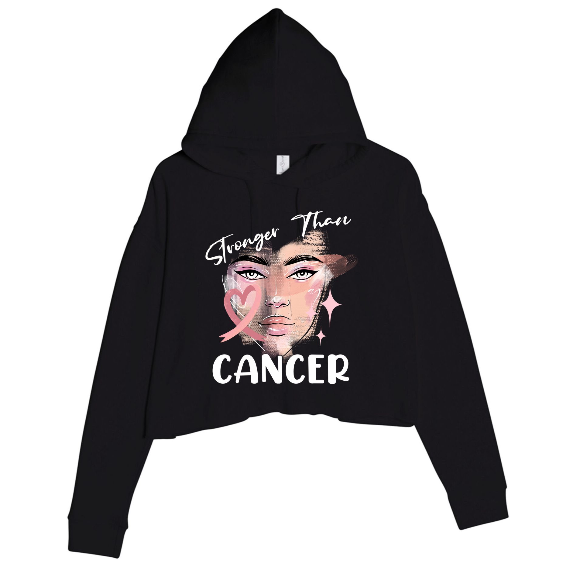 Stronger Than Cancer Girl Crop Fleece Hoodie