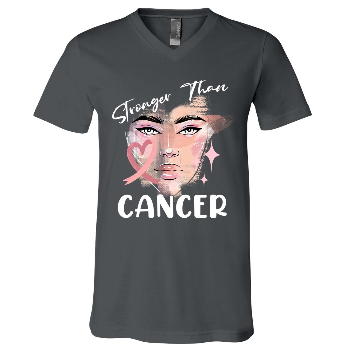 Stronger Than Cancer Girl V-Neck T-Shirt