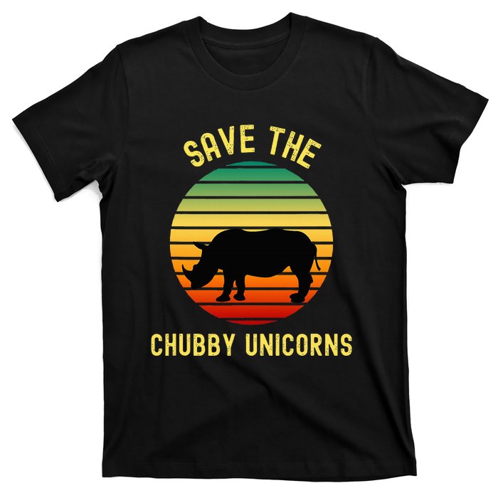 Save The Chubby Unicorns Rhino Funny Retro Rhino Lover T-Shirt