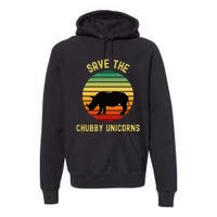 Save The Chubby Unicorns Rhino Funny Retro Rhino Lover Premium Hoodie