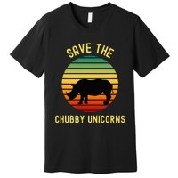 Save The Chubby Unicorns Rhino Funny Retro Rhino Lover Premium T-Shirt