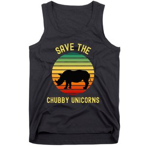 Save The Chubby Unicorns Rhino Funny Retro Rhino Lover Tank Top