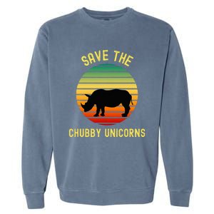 Save The Chubby Unicorns Rhino Funny Retro Rhino Lover Garment-Dyed Sweatshirt