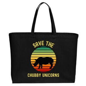 Save The Chubby Unicorns Rhino Funny Retro Rhino Lover Cotton Canvas Jumbo Tote