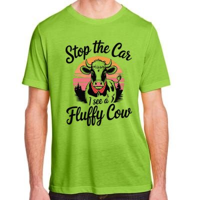 Stop The Car I See Fluffy Cow Retro Highland Cow Lover Funny Adult ChromaSoft Performance T-Shirt