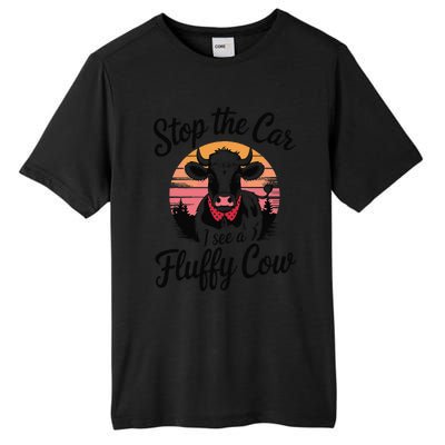 Stop The Car I See Fluffy Cow Retro Highland Cow Lover Funny Tall Fusion ChromaSoft Performance T-Shirt