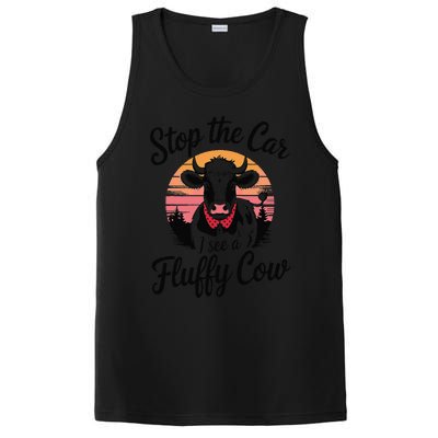 Stop The Car I See Fluffy Cow Retro Highland Cow Lover Funny PosiCharge Competitor Tank