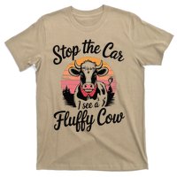 Stop The Car I See Fluffy Cow Retro Highland Cow Lover Funny T-Shirt