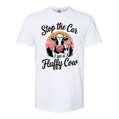 Stop The Car I See Fluffy Cow Retro Highland Cow Lover Funny Softstyle CVC T-Shirt