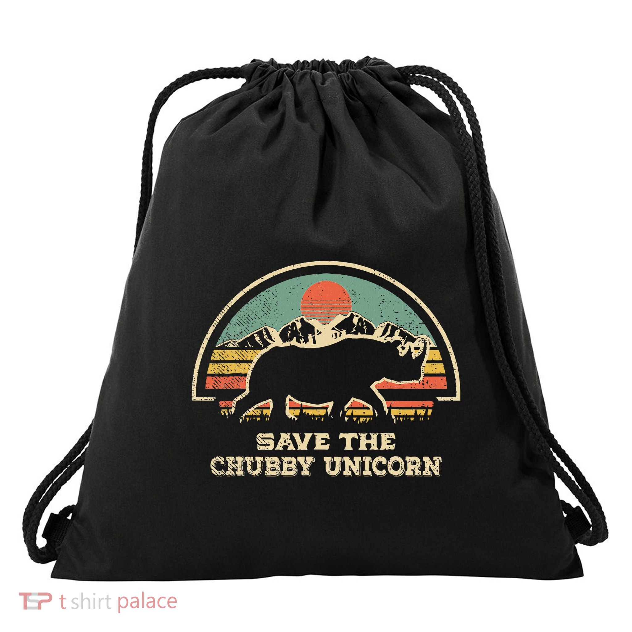 Save The Chubby Unicorns Rhino Fat Rhino Drawstring Bag