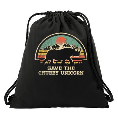 Save The Chubby Unicorns Rhino Fat Rhino Drawstring Bag