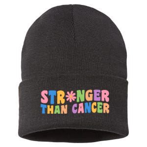 Stronger Than Cancer Awareness Colorful Sustainable Knit Beanie