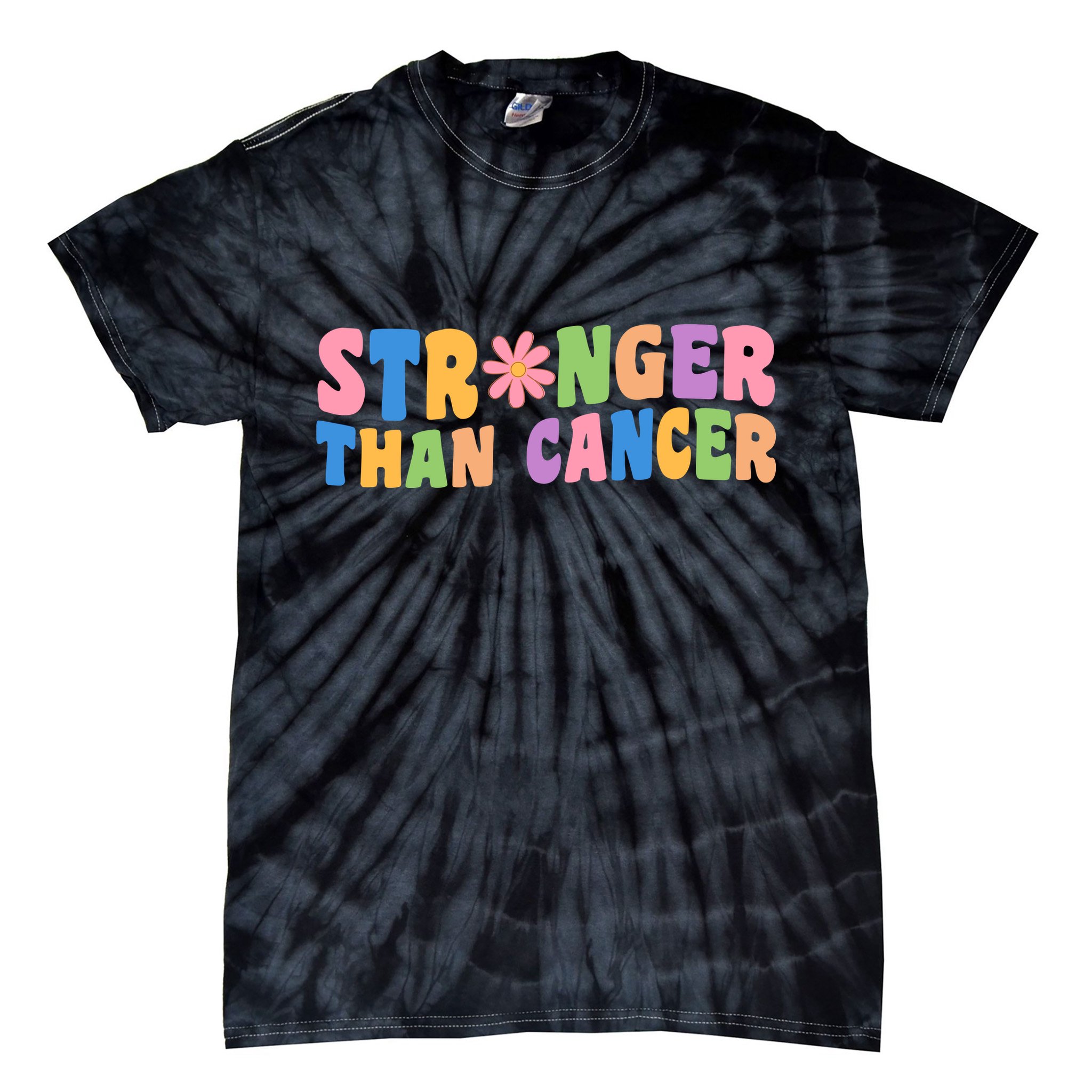 Stronger Than Cancer Awareness Colorful Tie-Dye T-Shirt