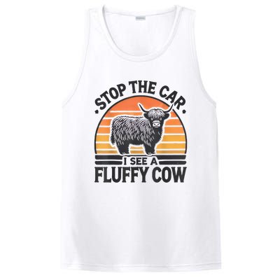 Stop The Car I See Fluffy Cow Retro Highland Cow Lover Funny PosiCharge Competitor Tank