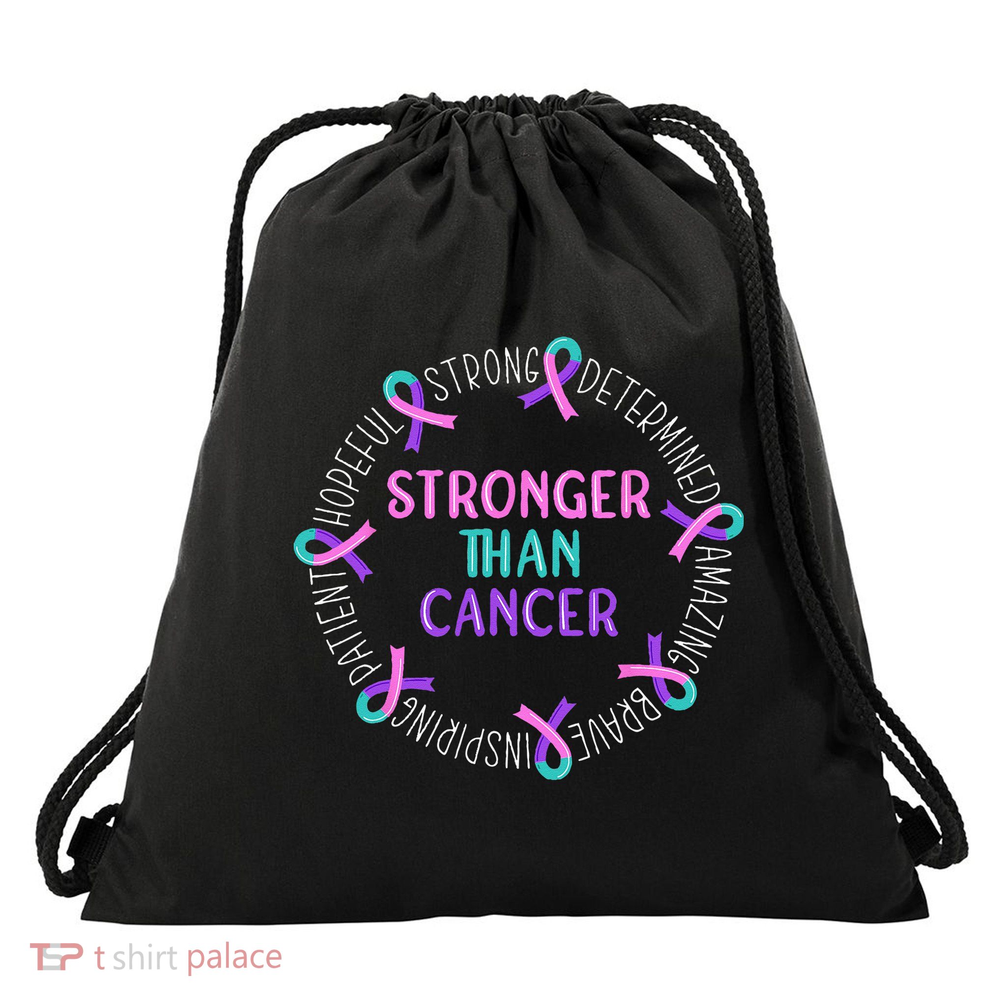 Stronger Than Cancer Thyroid Cancer Drawstring Bag