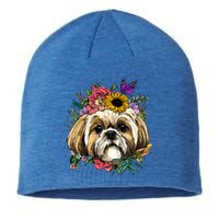 Shih Tzu Cute Gift Floral Shih Tzu Dog Face Pet Shih Tzu Lover Meaningful Gift Sustainable Beanie