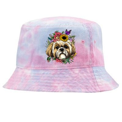 Shih Tzu Cute Gift Floral Shih Tzu Dog Face Pet Shih Tzu Lover Meaningful Gift Tie-Dyed Bucket Hat