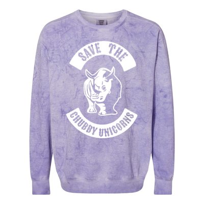 Save The Chubby Unicorns Rhinos Club Gift Colorblast Crewneck Sweatshirt