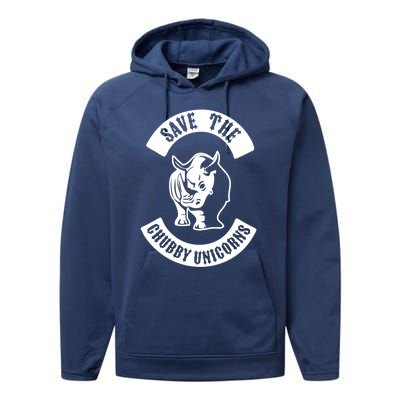 Save The Chubby Unicorns Rhinos Club Gift Performance Fleece Hoodie